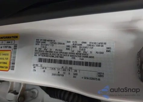 2021 Ford Ranger Xlt z USA, uszkodzony, nr VIN 1FTER4EH2MLD97880